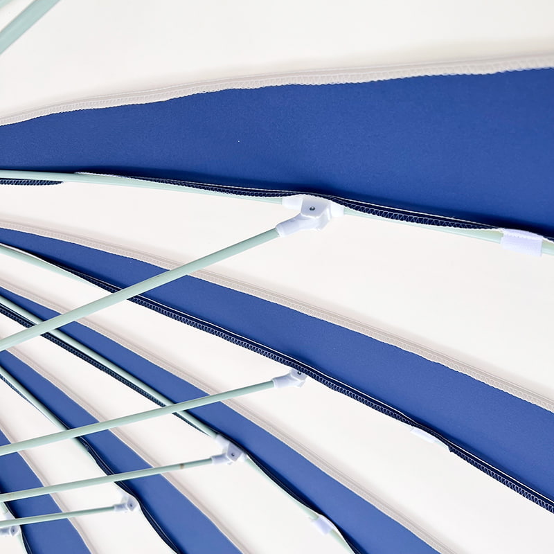 Payung Pagoda Patchwork Biru Dan Putih 2.5M